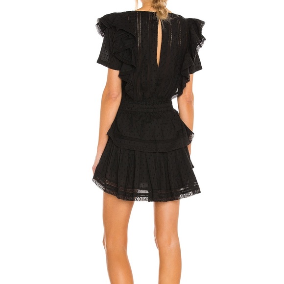 LoveShackFancy Black Ruffle Mini Dress - Picture 3 of 4